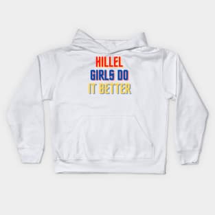 Hillel Girls Do It Better - Red, Gold & Blue Kids Hoodie